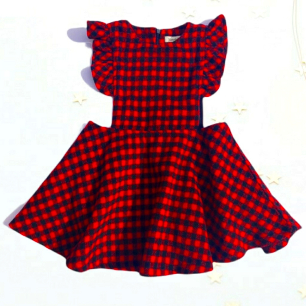 Kateshidi gingham wool like pinnie